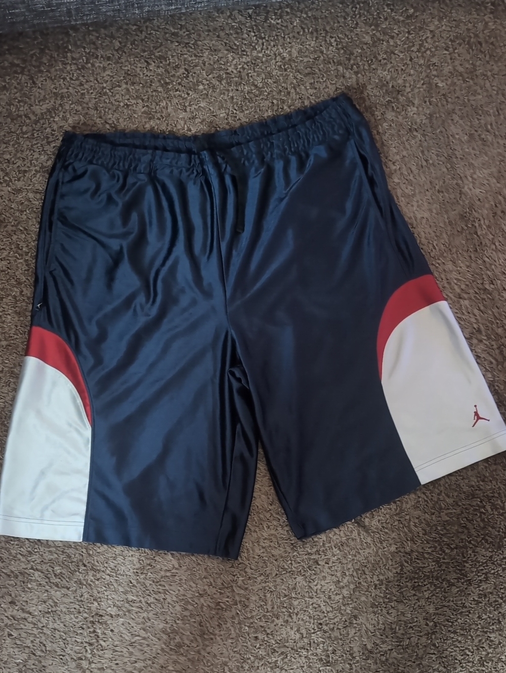 Jordan Blue Athletic Shorts with White & Red Panels